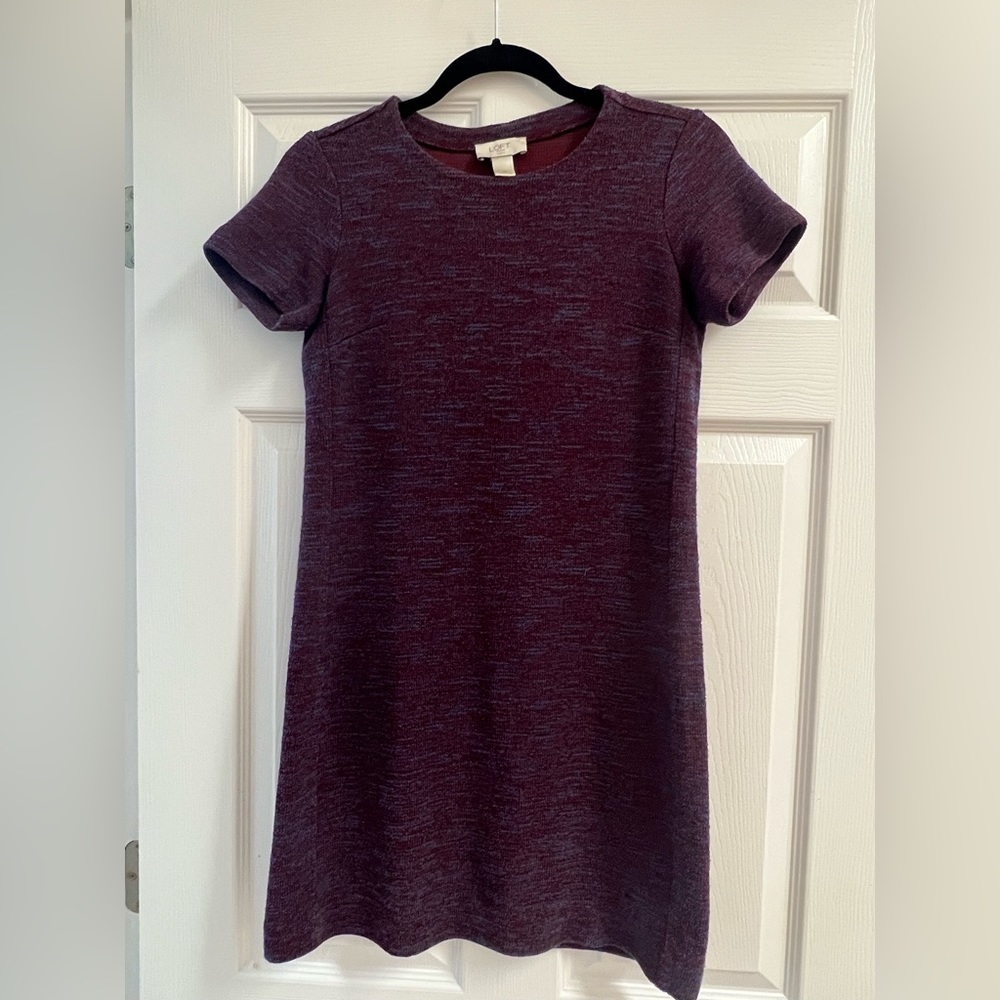 LOFT Outlet Marled Burgundy Shift Dress Size S